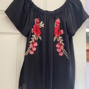 Black with red roses